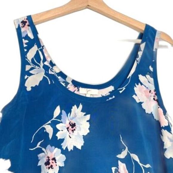 Joie Annabeth Tossed Bouquet Silk Tank Top Nineties Blue Floral Print Small - Picture 5 of 11